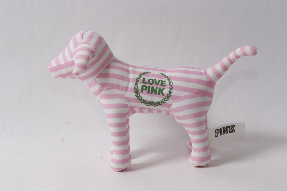 Victoria's Secret PINK Plush Dog Striped Stuffed Animal ~ 260909-WH 1395